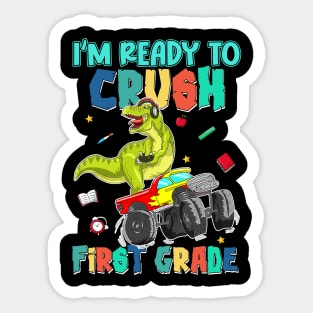 Kids I'm Ready To Crush First Grade Monster Truck Dinosaur Boys Sticker